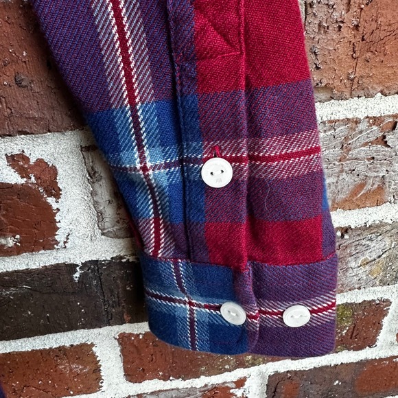 The Normal Brand Flannel Shirt Women's Long Sleeve Plaid Button‎ Up Burgundy Med - Picture 9 of 10